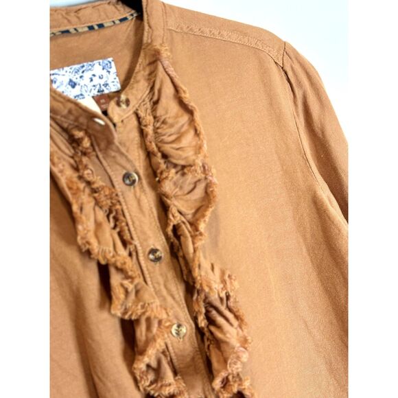 Pilcro Anthropologie Ruffles Linen Blend Shirt Size XS - Small - n76 - Picture 9 of 16